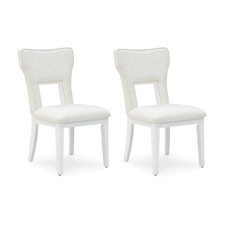Canaal Dining Side Chair Set of 2, White Padded Seat and Cutout Back