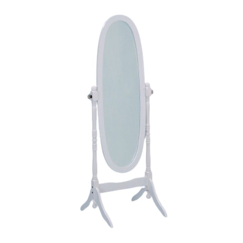 Hivvago Oval Cheval Floor Mirror in White Finish