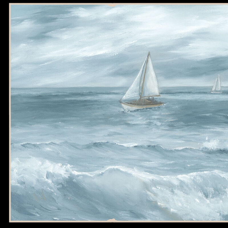 HomeRoots Three Sailboats Ocean Scene Black Framed Wall Art image number 2