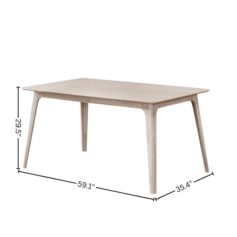 White Ash 60" Rectangle Wood Dining Table, Mid-Century Modern image number 5