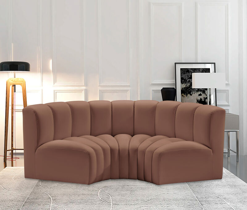 Meridian Furniture Arc Cognac Vegan Leather Modular Sofa image number 1