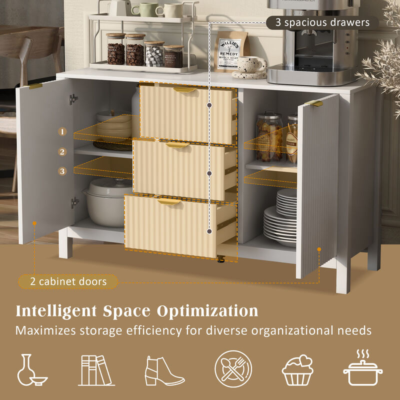 Merax U_STYLE Sideboard with Wave Design - 3 Adjustable Shelves