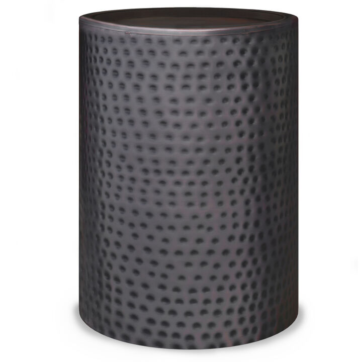 Corbin 16 inch Wide Industrial Metal Side Table in Hammered Antique Copper Iron, Assembled