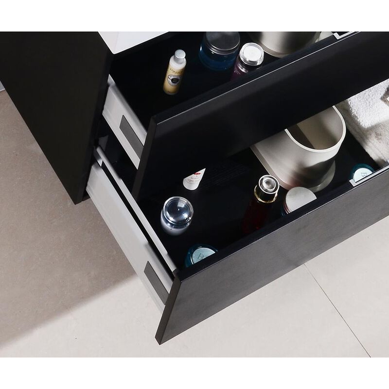 Kubebath Bliss 40 Black Wall Mount Modern Bathroom Vanity