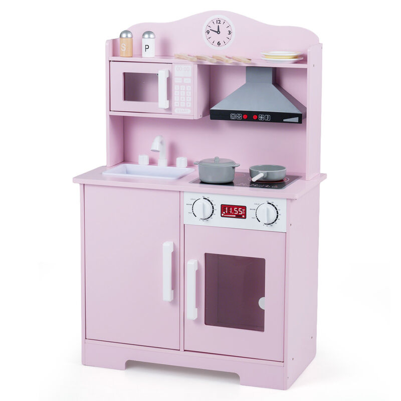 Kids Pretend Play Kitchen Set with Microwave and Range Hood image number 0