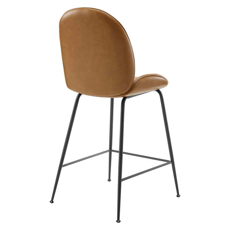 Scoop Black Powder Coated Steel Leg Vegan Leather Counter Stool image number 6