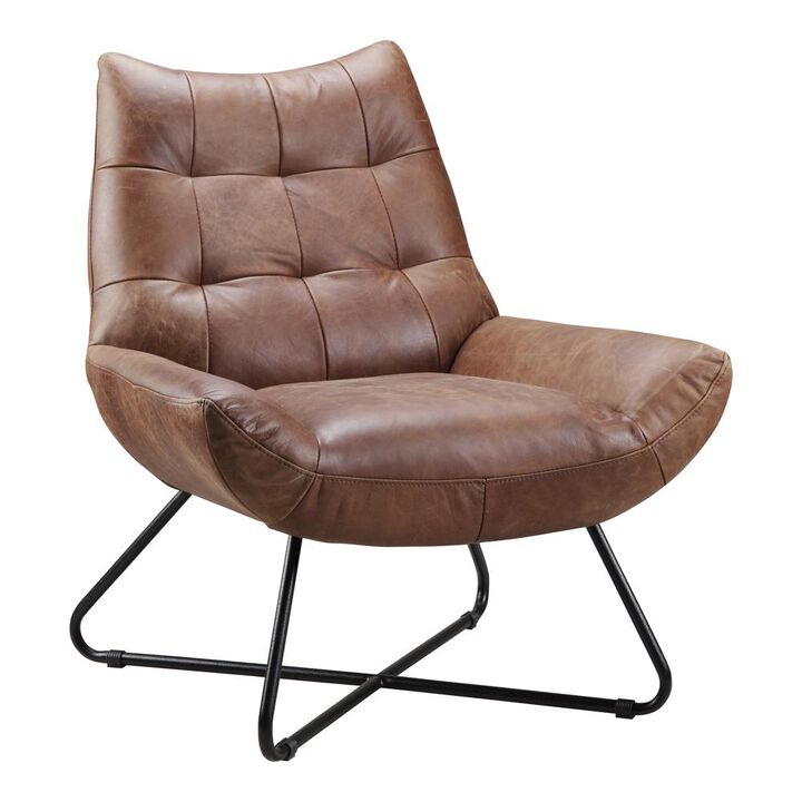 Aged Cappuccino Leather Lounge Chair - Graduate Collection, Belen Kox