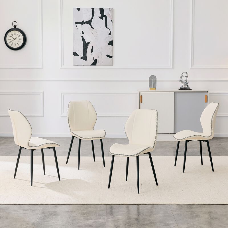 Whisen 4-Pack PU Leather Dining Chairs with Adjustable Feet, Metal Frame, Light Luxury Upholstered Chairs for Dining Room, Office, Study image number 2