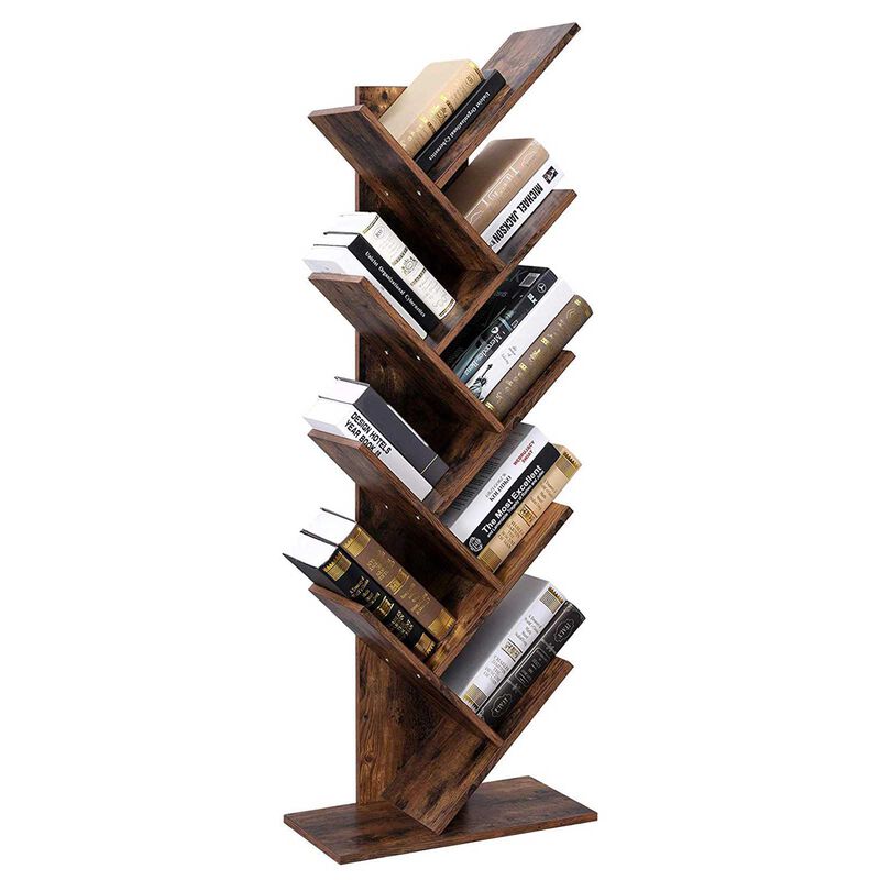 9-Tier Vertical Tree Bookcase &ndash; Space-Saving Freestanding Bookshelf for Bedroom, Study or Reading Nook