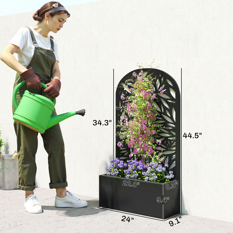 Hivvago Metal Planter Box with Trellis for Garden, Patio, or Balcony image number 2