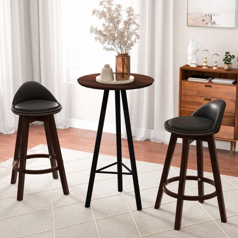 Hivvago 2 Pieces Cushioned Swivel Bar Stool Set with Low Back