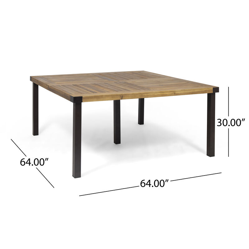 Merax Modern Industrial Acacia Wood Dining Table for Outdoor Indoor image number 4