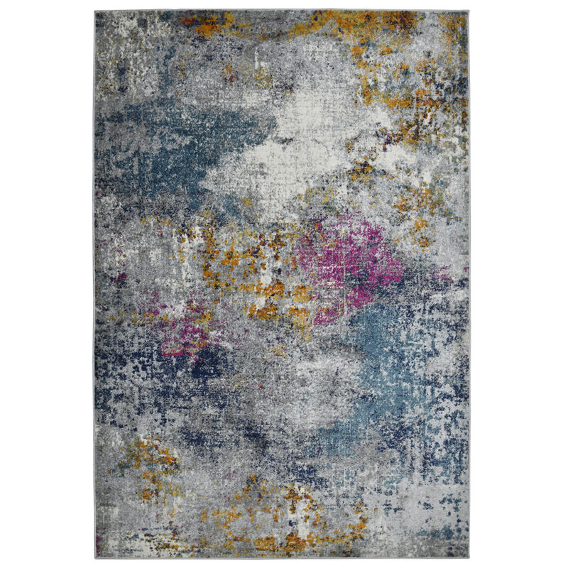 2 x 3 Blue and Pink Abstract Power Loom Area Rug image number 0