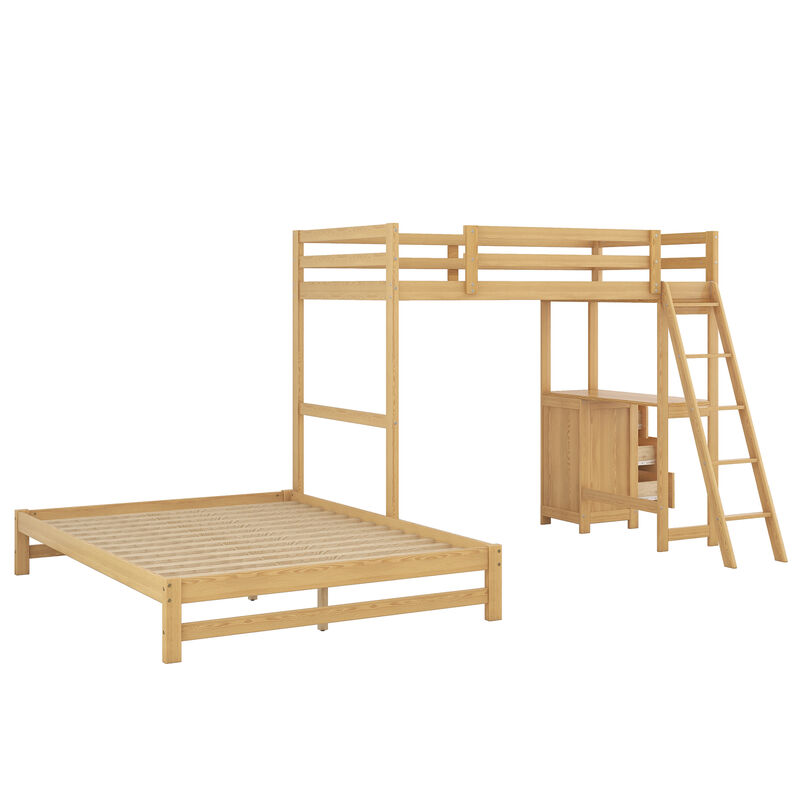 Merax Wood Bunk Bed with Desk and Three Drawers image number 5