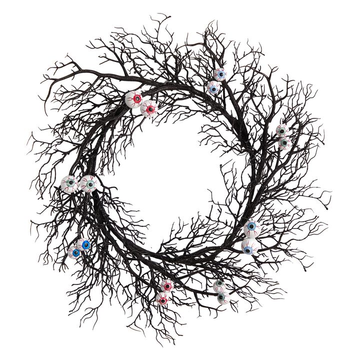 Hivvago 30" Halloween Gazing Eyeballs Twig Wreath