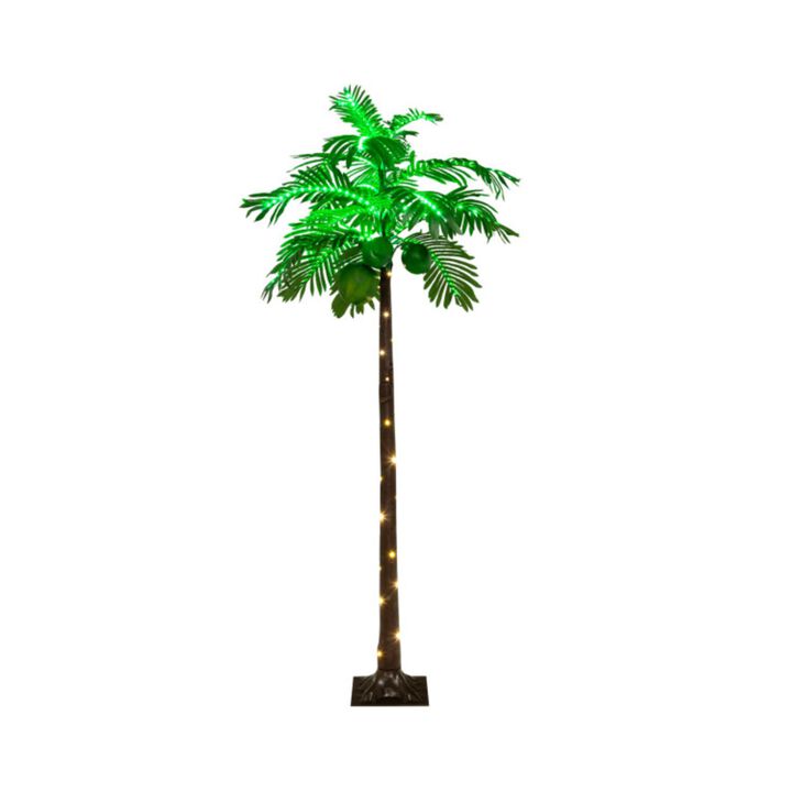 Hivvago 6 FT LED Lighted Artificial Palm Tree Hawaiian Style Tropical with Water Bag