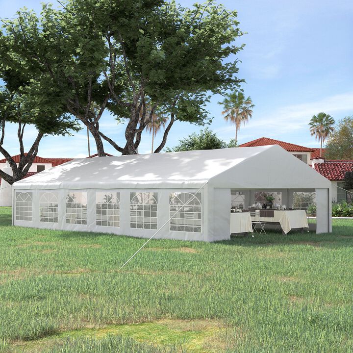 39 x 23ft Party Tent & Carport, Large Outdoor Canopy Tent with Removable Sidewalls and Windows, White Tents for Parties, Wedding and Events