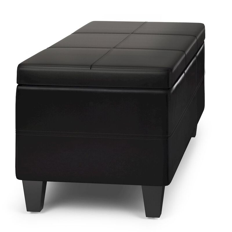 Simpli Home Afton Solid Hardwood Storage Ottoman Bench In Midnight Black image number 3