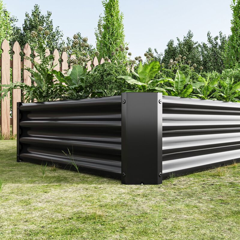 Clihome 6&times;3&times;1ft Metal Raised Rectangle Planter Beds for Plants image number 6