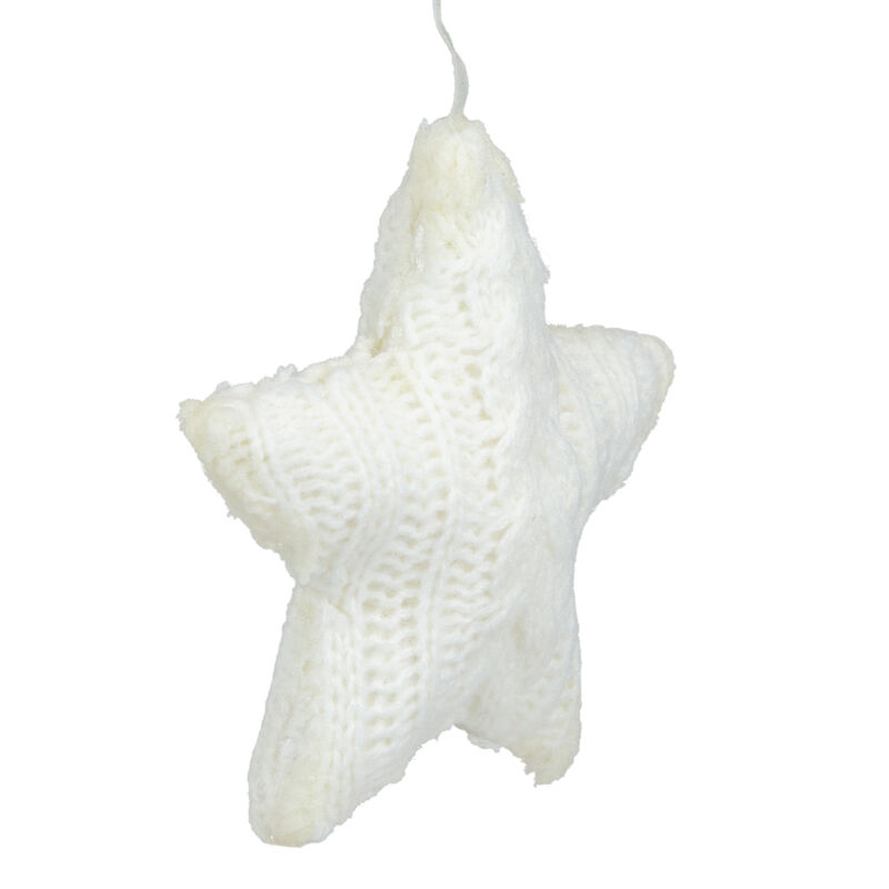 4" Cream Cable Knit Star Christmas Ornament image number 2