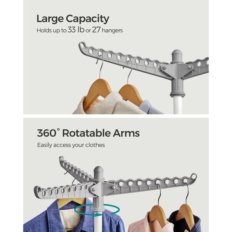 Stainless Steel Clothes Drying Rack with 3 Arms and Foldable Quadripod Frame