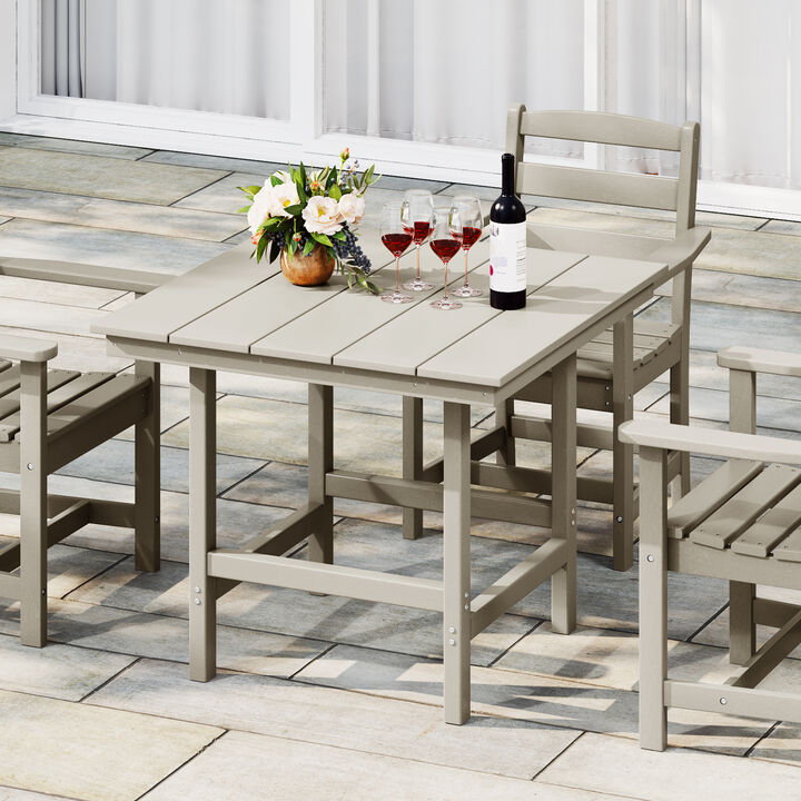 WestinTrends Outdoor HDPE 36" Square Patio Dining Table with Umbrella Hole
