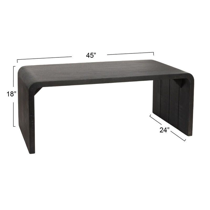 Modern Waterfall Edge Mango Wood Coffee Table, Black image number 2