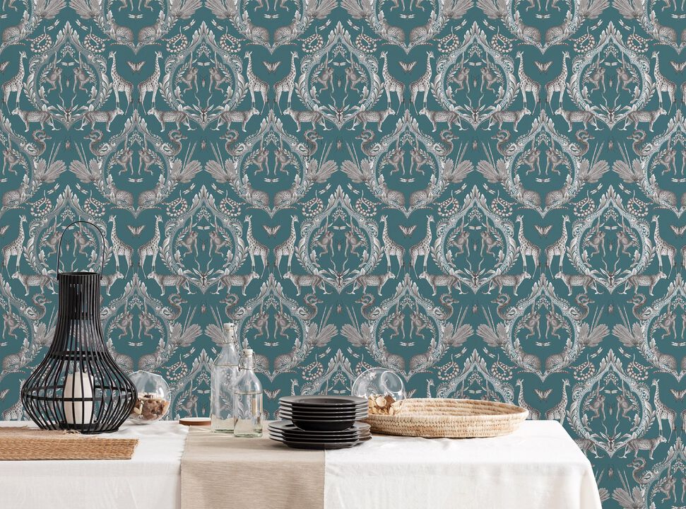 Bazaar Menagerie Blue Wallpaper G78313