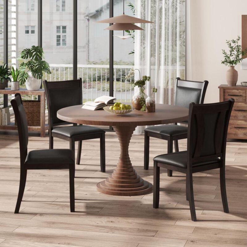 Hivvago Dining Chairs Set of 2 Faux Leather Upholstered Kitchen Side Chairs with Padded Seat
