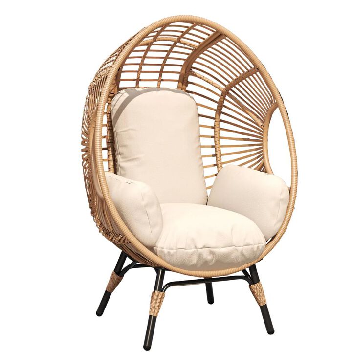 Hivvago PE Rattan Egg Swing Chair with Cushion