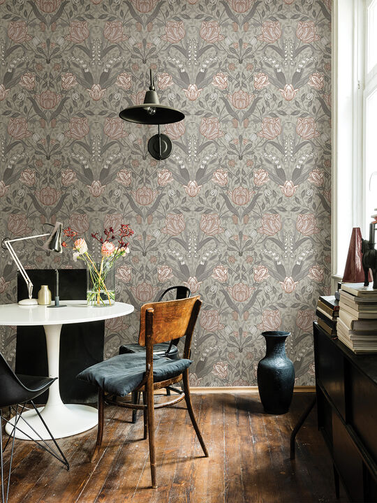 Filippa Grey Tulip Wallpaper (Set of 2)