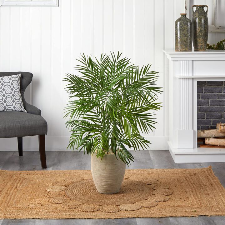 Hivvago 4 Feet Areca Palm Artificial Tree in Sand Colored Planter