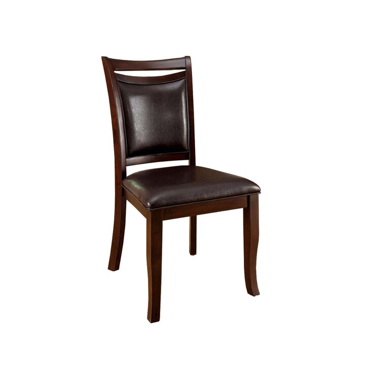 BenzaraWoodside Transitional Side Chair With Padded Back and Seat, Expresso, Set of 2