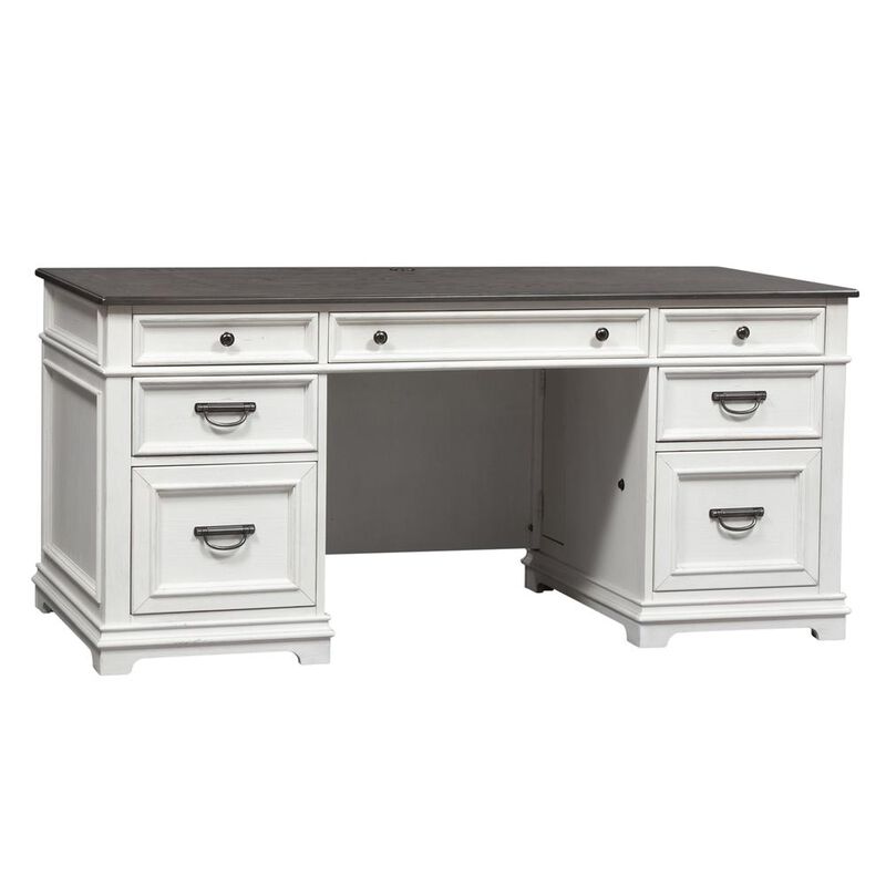 Liberty Furniture Allyson Park Desk in Wirebrushed White w/ Charcoal Top image number 0