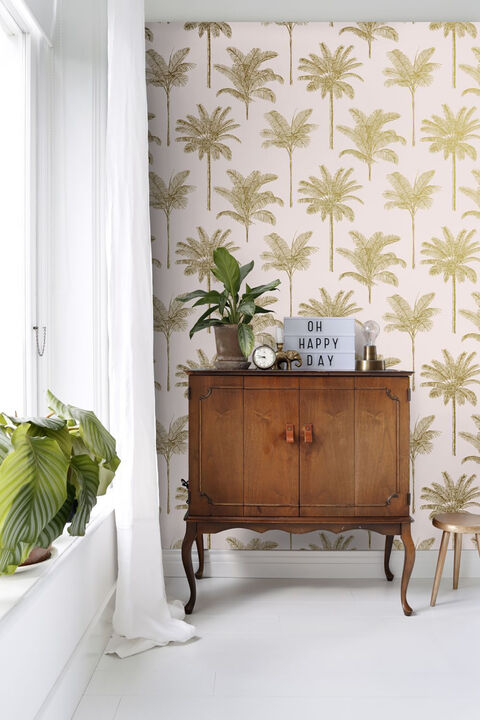 Taj Blush Palm Trees Wallpaper
