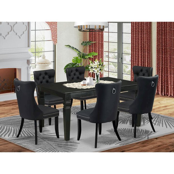 7 Piece Dining Table Set Contains a Rectangle Kitchen Table with Butterfly Leaf