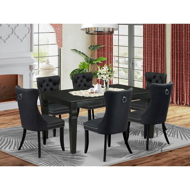 7 Piece Dining Table Set Contains a Rectangle Kitchen Table with Butterfly Leaf