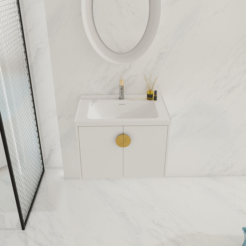 ELEMENT ACE Wall Mounted Bathroom Vanity with Ceramic Sink and Soft Close Doors image number 5