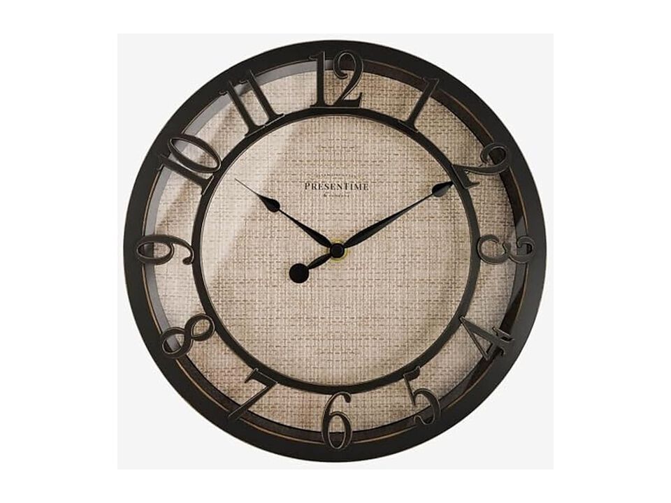 Farmhouse Series Cottage Style Faux Burlap Wall Clock 10 Inch Silent Home Decor