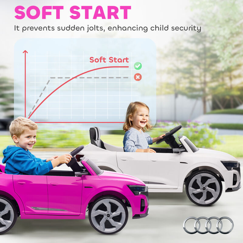 BreeBe Audi Q8 e-tron Sportback Licensed 12V Battery Powered Kids Electric Car w/ Spring Suspension, Soft Start image number 6