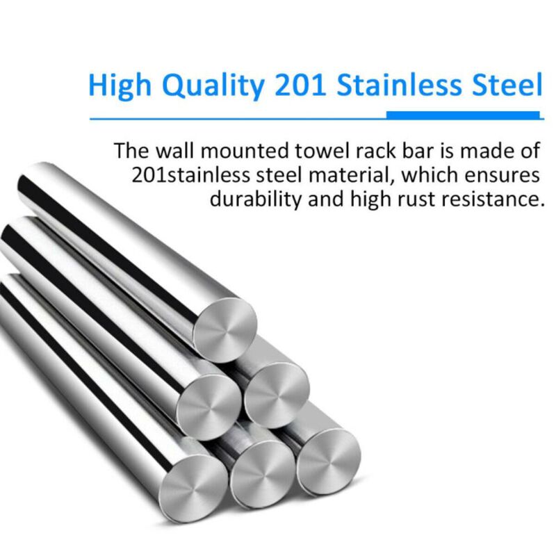 Hivvago 24 Inch Wall Mounted Stainless Steel Towel Storage Rack with 2 Storage Tier