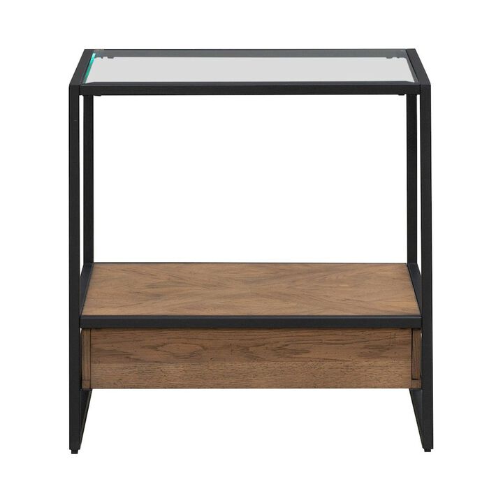 Liberty Furniture Bedford Drawer End Table for Living Room - Weathered Oak