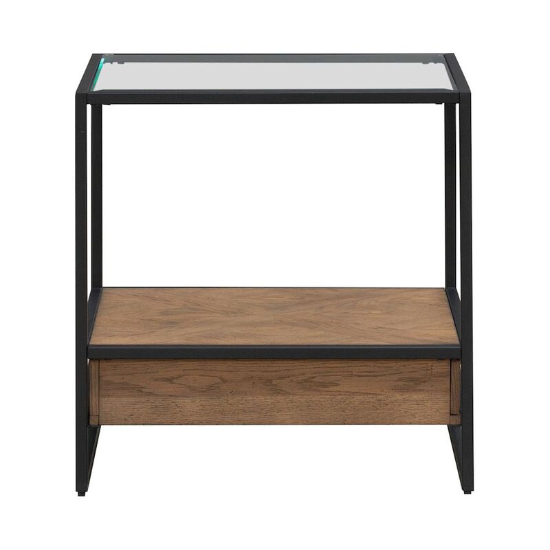 Liberty Furniture Bedford Drawer End Table for Living Room - Weathered Oak image number 1