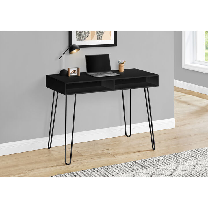 Monarch Specialties I 7771 Computer Desk, Home Office, Laptop, Left, Right Set-up, Storage Drawers, 40"L, Work, Metal, Laminate, Black, Contemporary, Modern