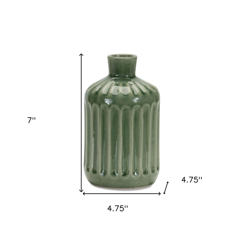 Contemporary Terracotta Striped Bud Table Vase – Stylish Table Vase for Flowers and Home Décor