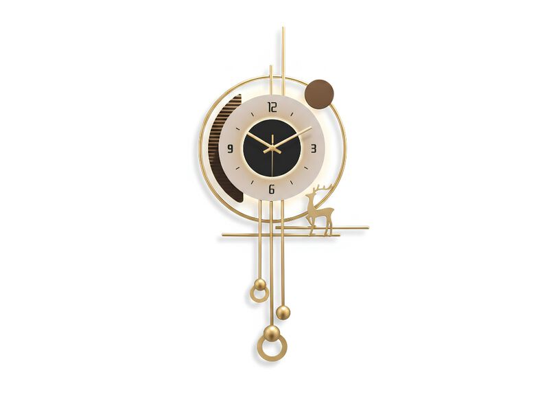 Large Modern Wall Clock Gold Metal Silent Battery Operated Decorative Light image number 0