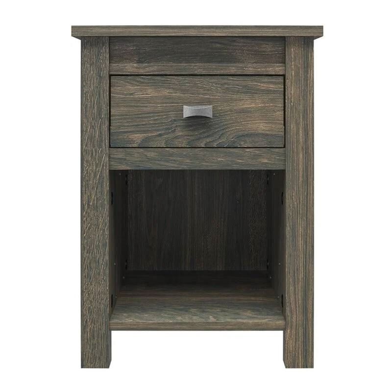 QuikFurn Farmhouse 1-Drawer Bedroom Nightstand with Open Shelf image number 1
