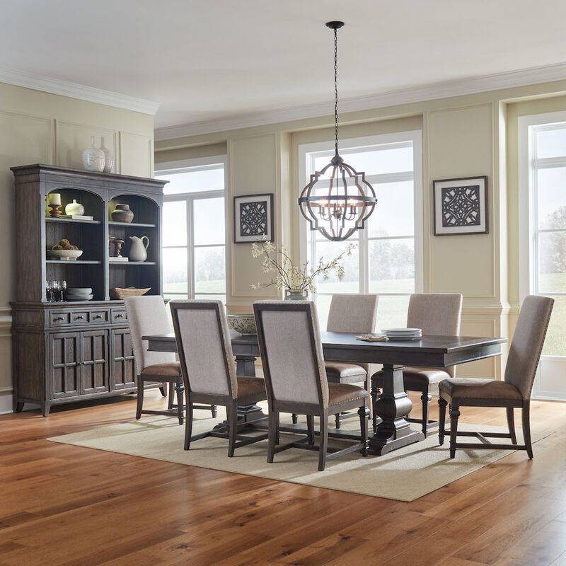 Liberty Furniture Paradise Valley Opt 7 Piece Trestle Table Set in Saddle Brown color image number 1