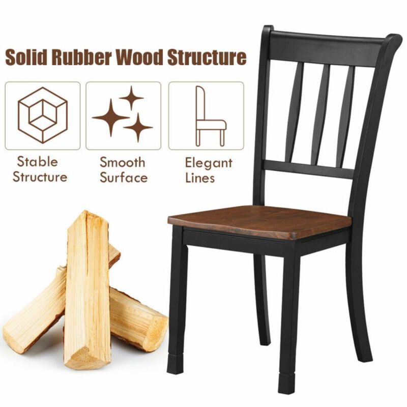 Hivvago 2 Pieces Solid Whitesburg Spindle Back Wood Dining Chairs