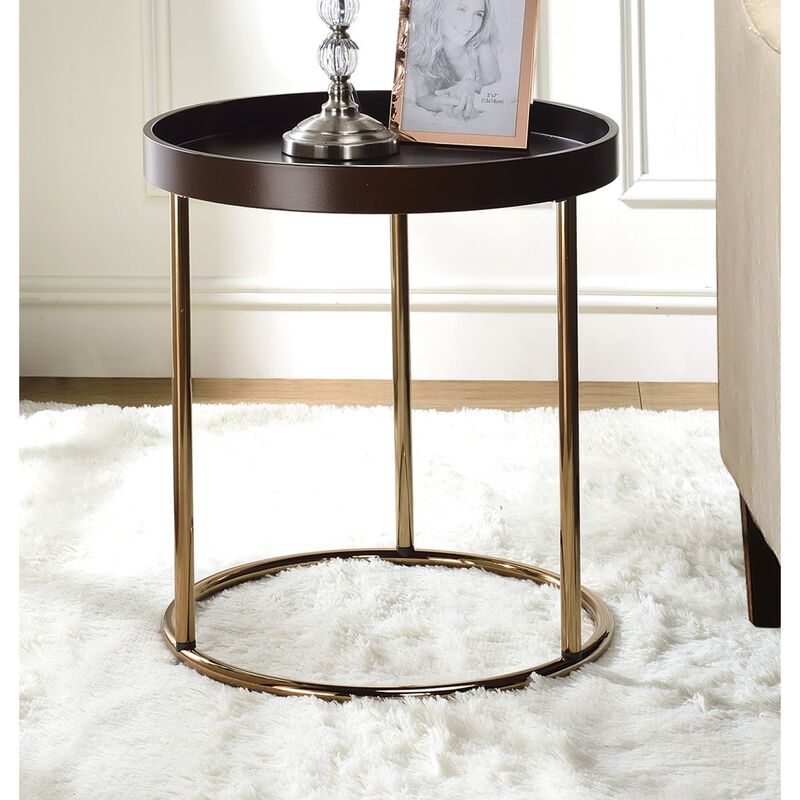 Streamdale Round Tray Table with Metal Frame, Espresso image number 4